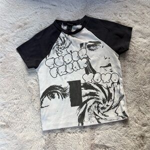 Forever 21 Black and White Graphic Crop Top